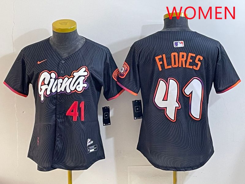Women San Francisco Giants 41 Flores Black Joint Name 2025 Nike MLB Jersey style 4